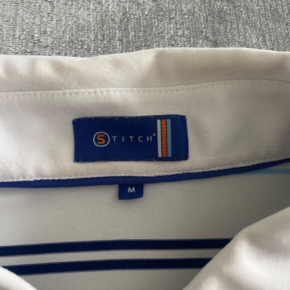 Stitch Striped Men's‎ Performance Golf Polo Size Medium Logo Riviera Golf Course - Picture 2 of 12